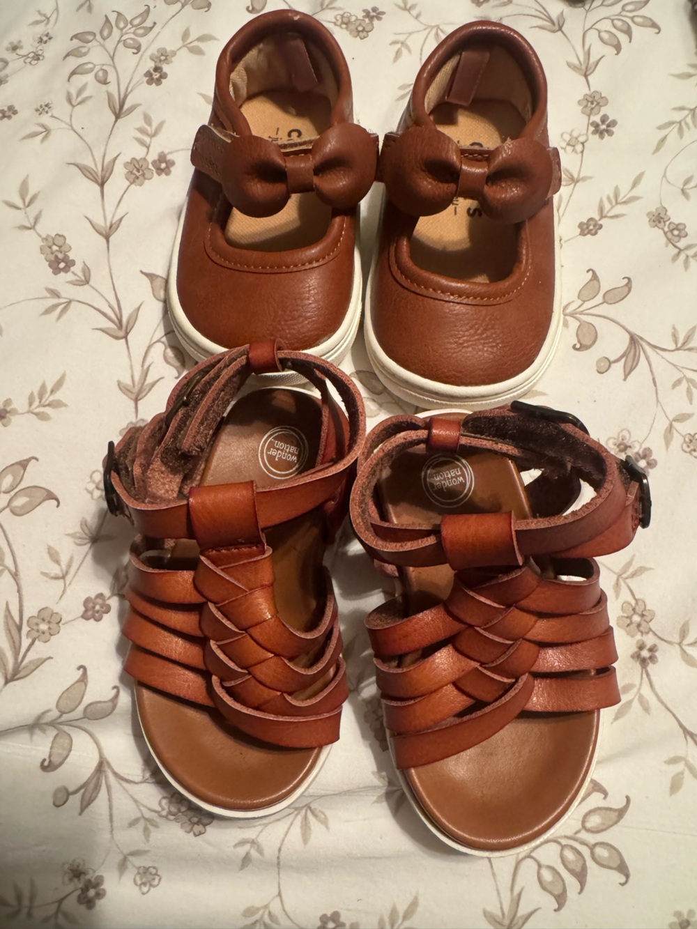 2 pairs of shoes! Brown Leather Kids shoes and Sandals